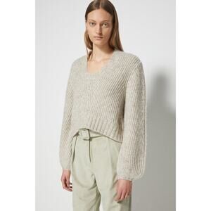 JONATHAN SIMKHAI Addie Lofty Alpaca Sweater Oatmeal Size Medium Chunky‎ Slouchy
